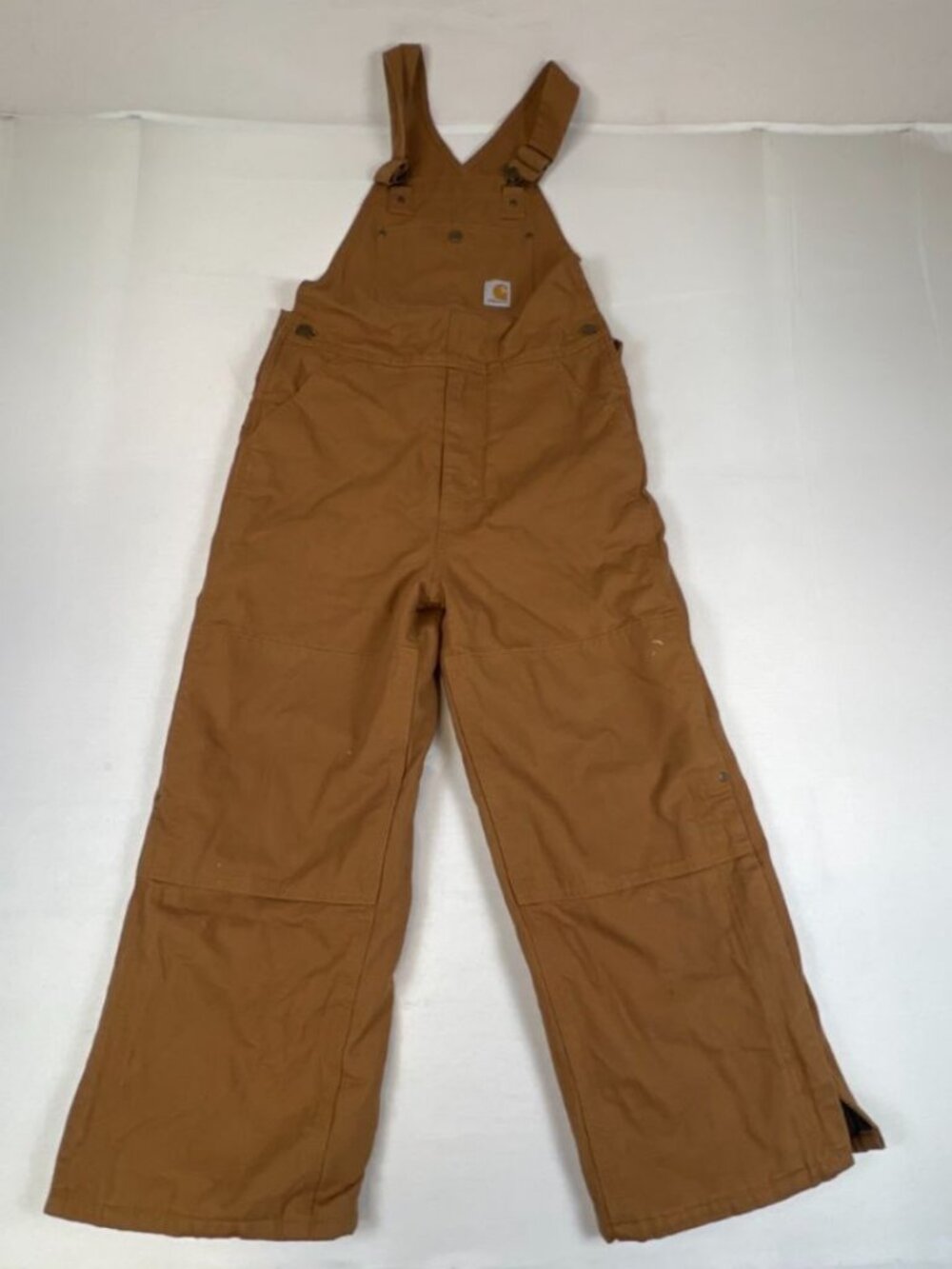 Carhartt Boys Brown Quilted Lined Canvas Overalls Size 10 Workwear